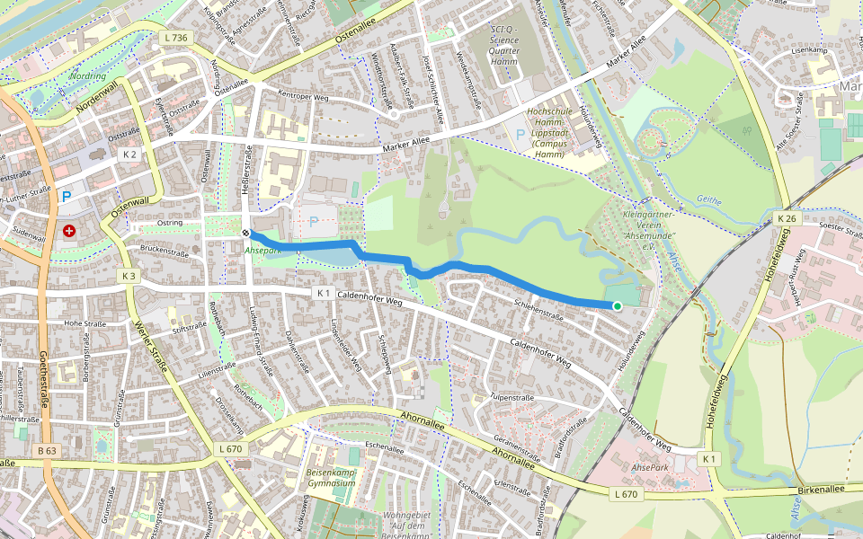 Dr.-Johannes-Kroker-Weg walking route map in Hamm