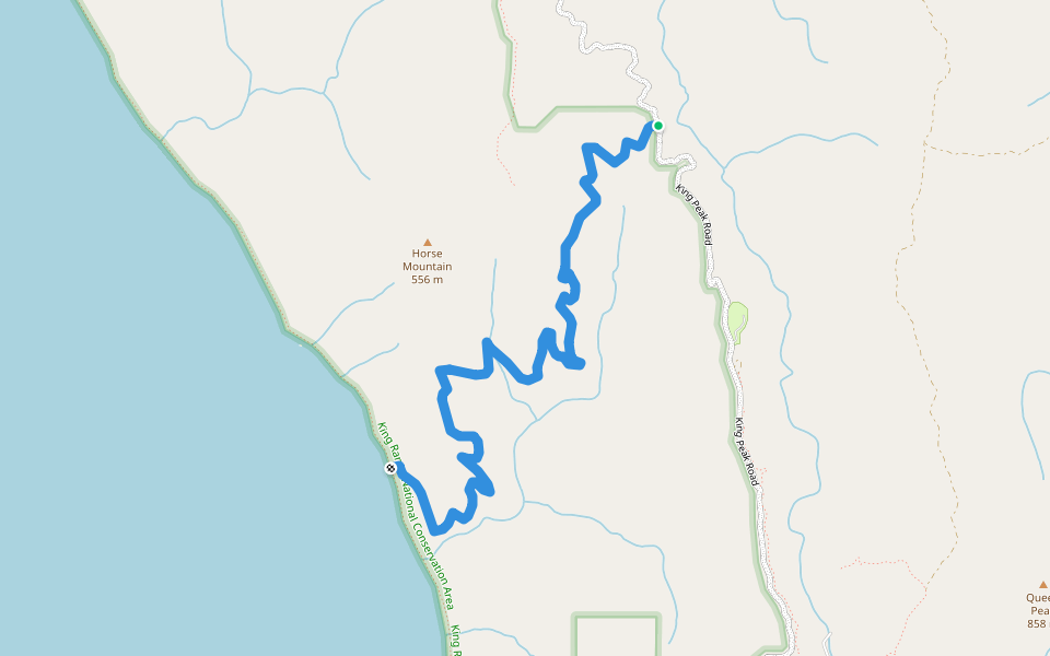 Horse Mountain Creek Trail walking route map in Whitethorn