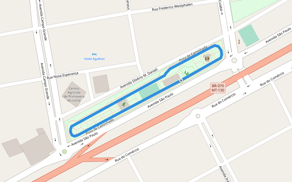 Pista de Caminhada walking route map in Primavera do Leste
