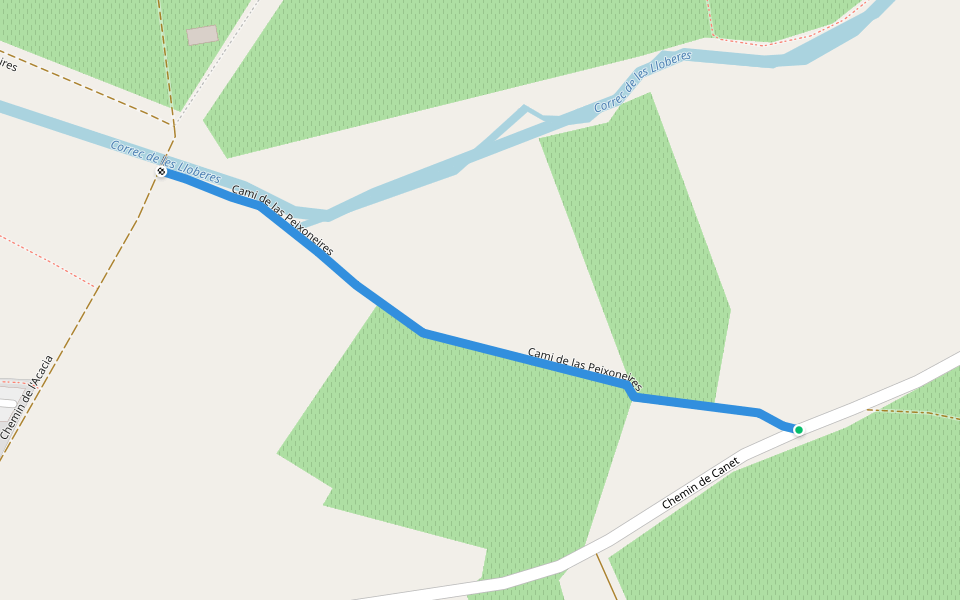 Cami de las Peixoneires walking route map in Cabestany