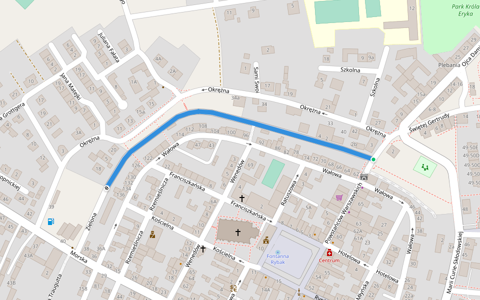 Zielona walking route map in Darłowo