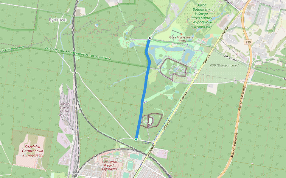 Hipiczna walking route map in Bydgoszcz