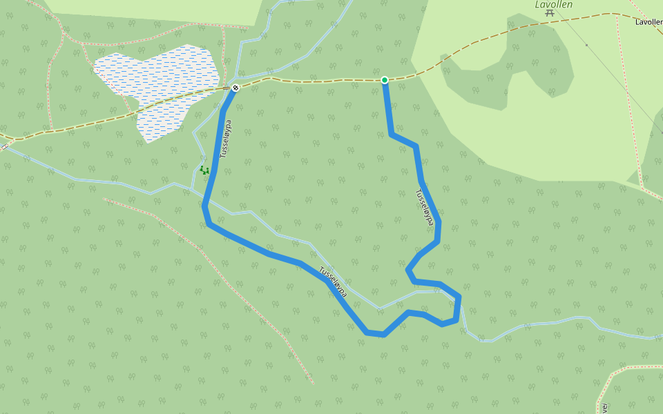 Tusseløypa walking route map in Lian