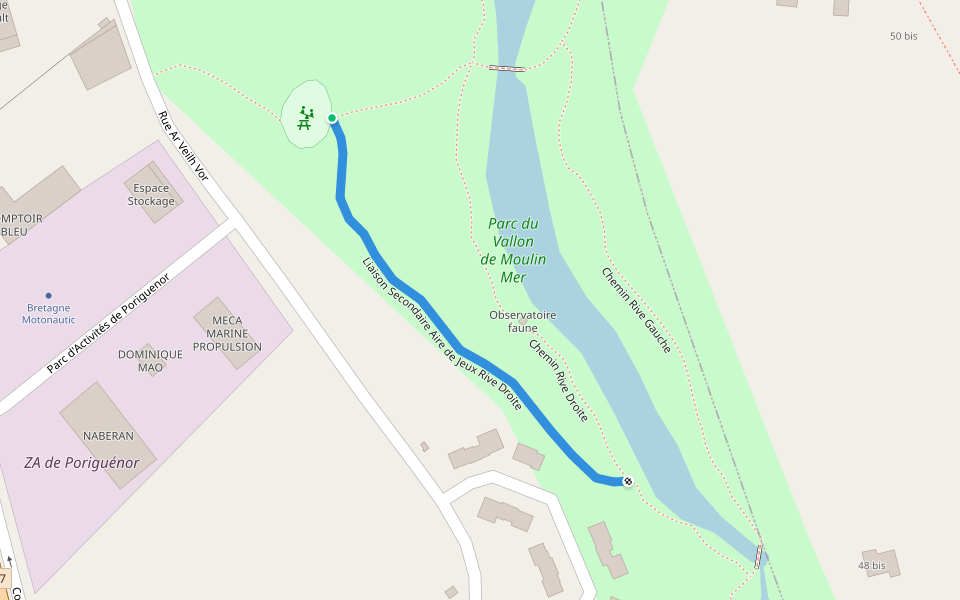 Liaison Secondaire Aire de Jeux Rive Droite walking route map in Guilvinec