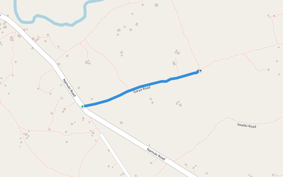 Garya Road walking route map in Butaleja