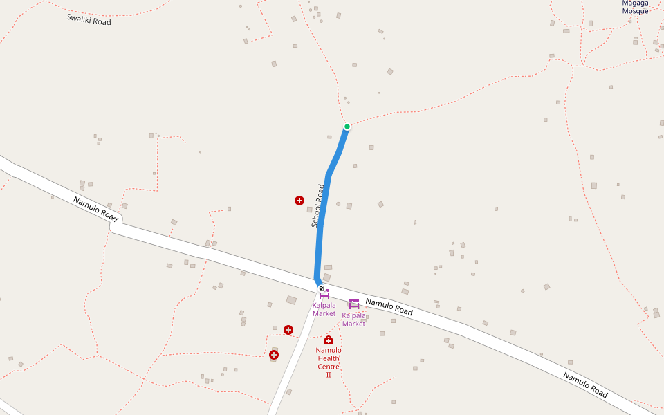 School Road walking route map in Doho