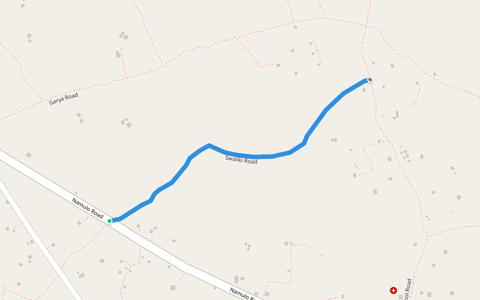 Swaliki Road walking route map in Butaleja