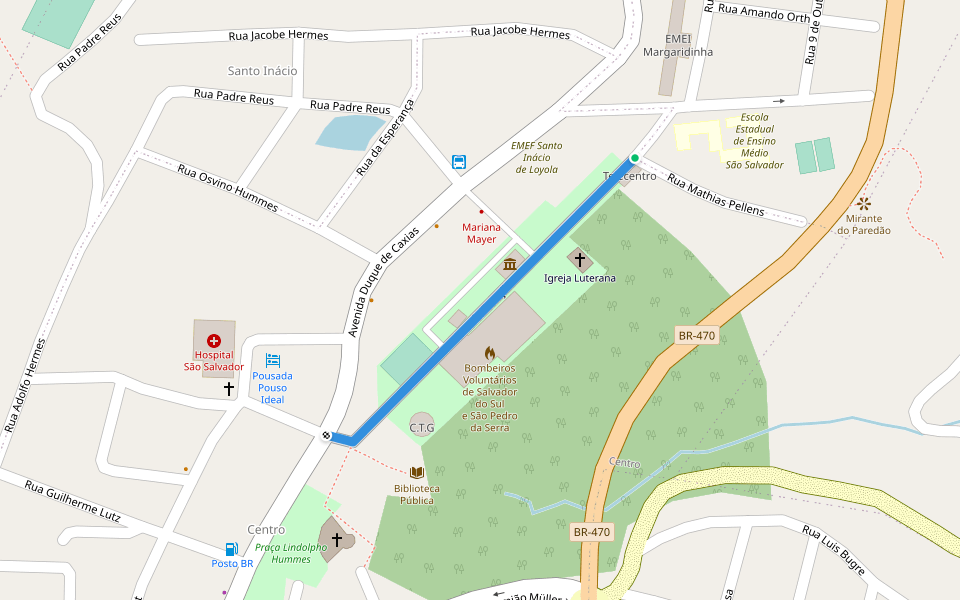 Rua da Estação walking route map in Salvador do Sul