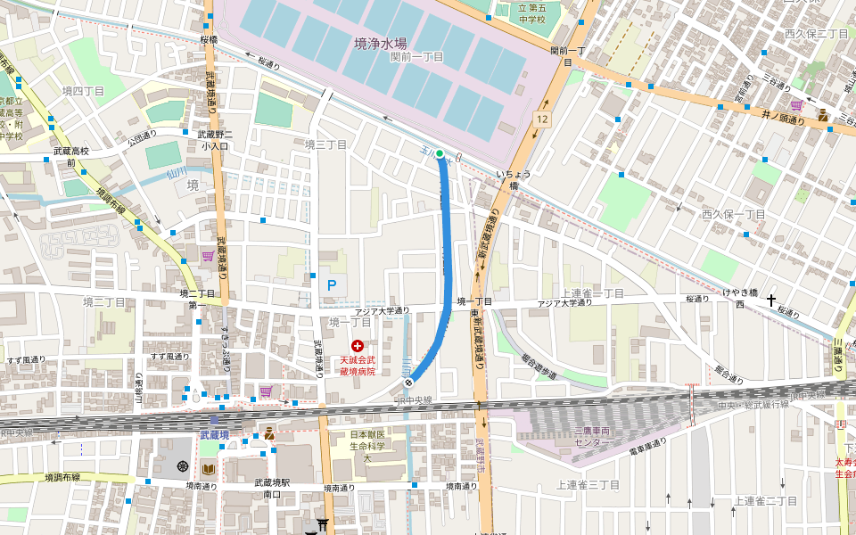 本村公園 walking route map in Musashino