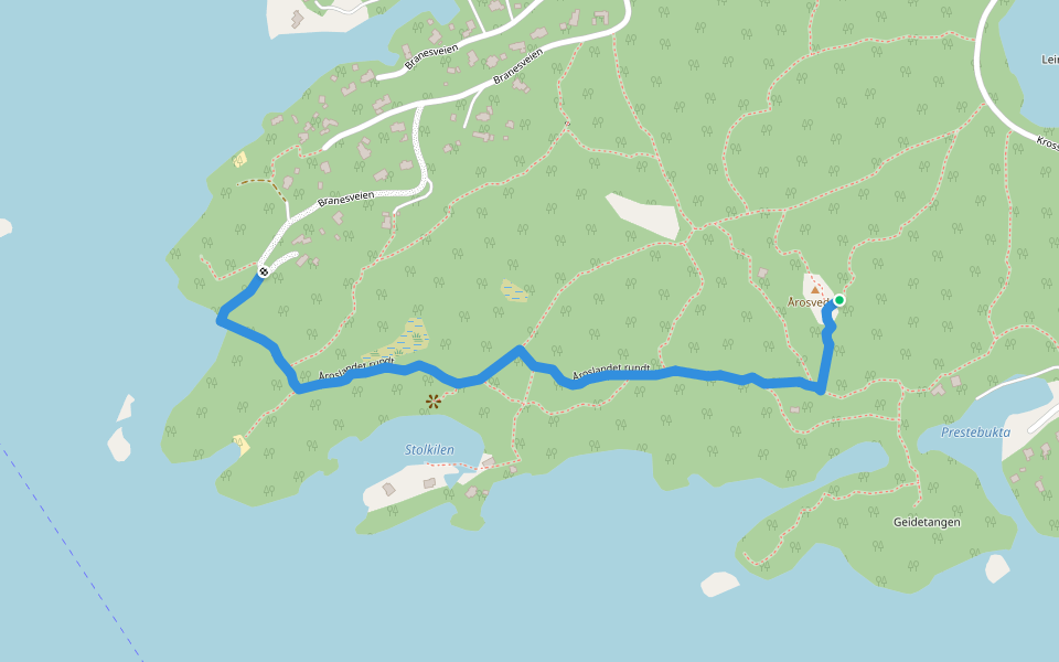 Åroslandet rundt walking route map in Søgne