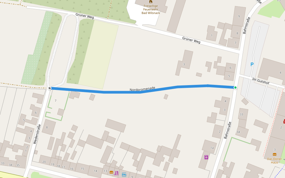 Nordpromenade walking route map in Bad Wilsnack