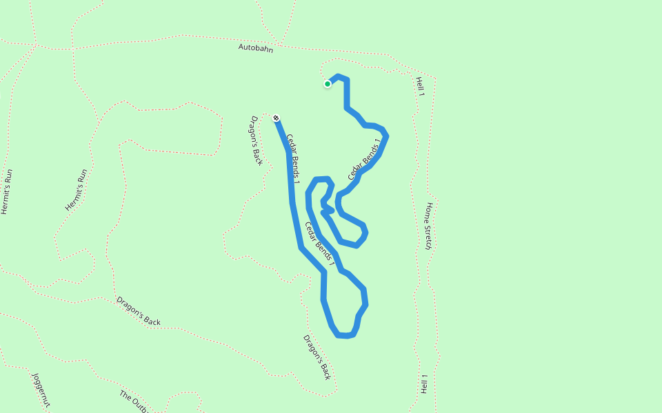 Cedar Bends 1 walking route map in Hitchcock