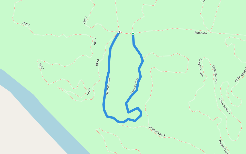 Hermit's Run walking route map in Hitchcock