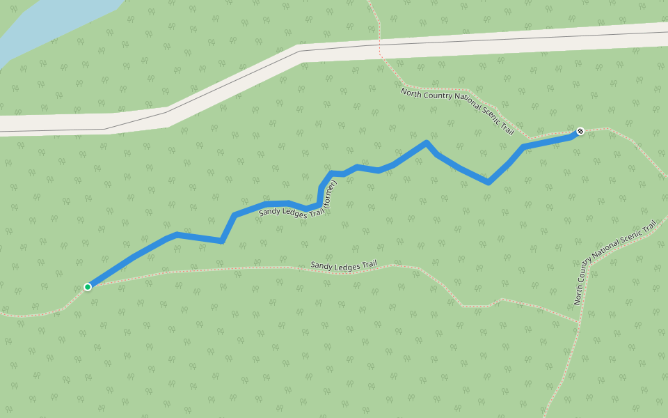 Sandy Ledges Trail (former) walking route map in Mellen