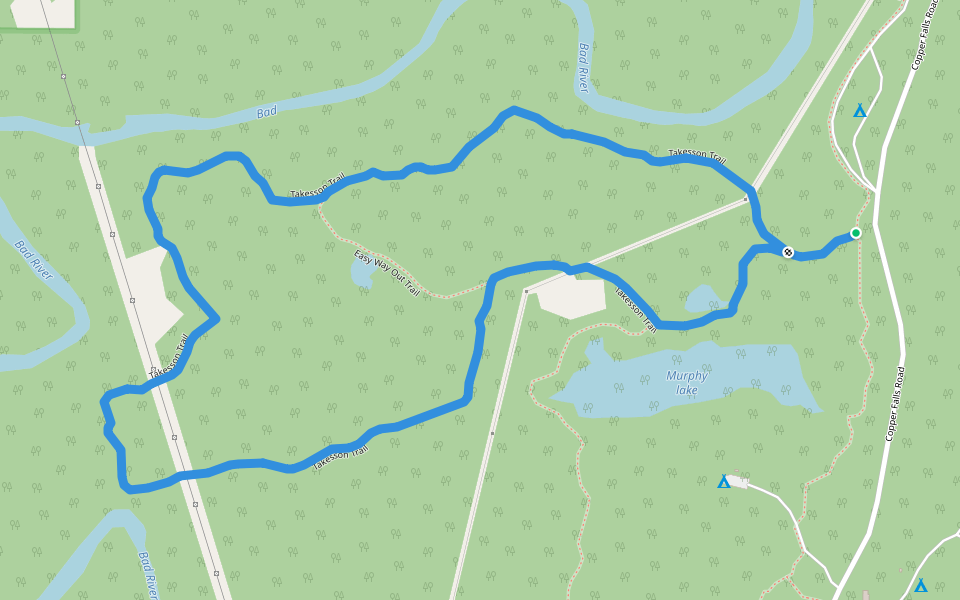Takesson Trail walking route map in Mellen