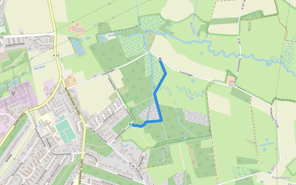 Hein-Timm-Weg walking route map in Henstedt-Ulzburg