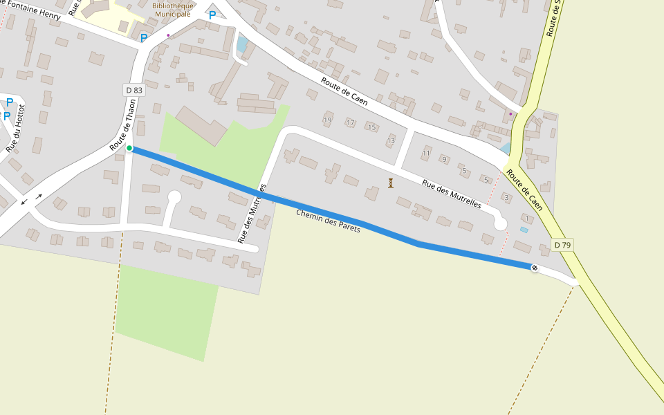 Chemin des Parets walking route map in Basly