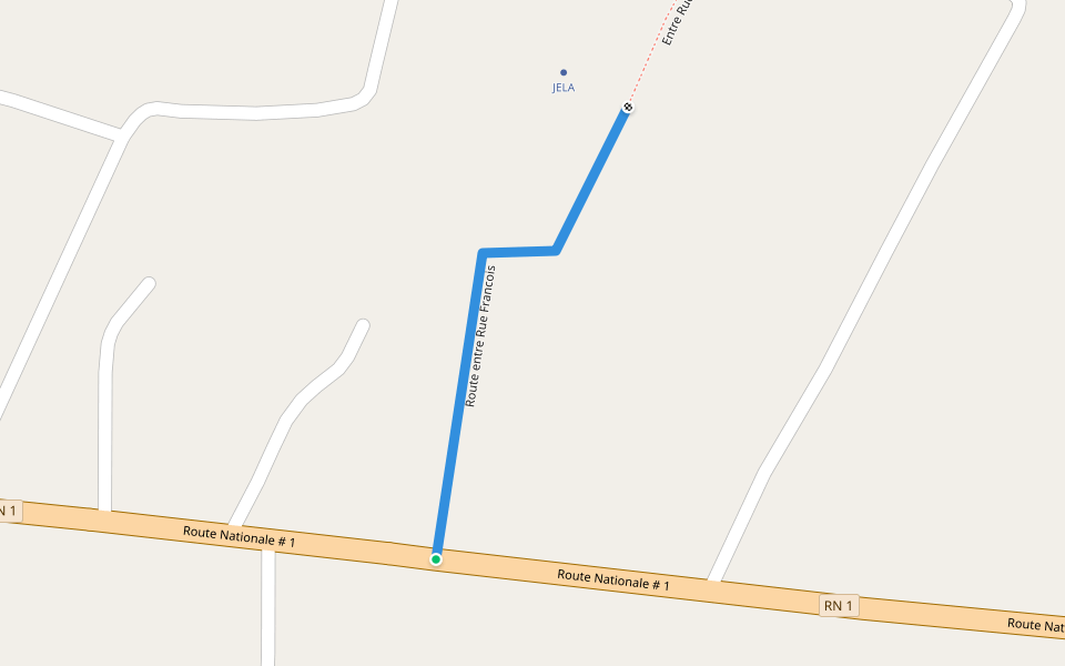 Route entre Rue Francois walking route map in Petite Riviere