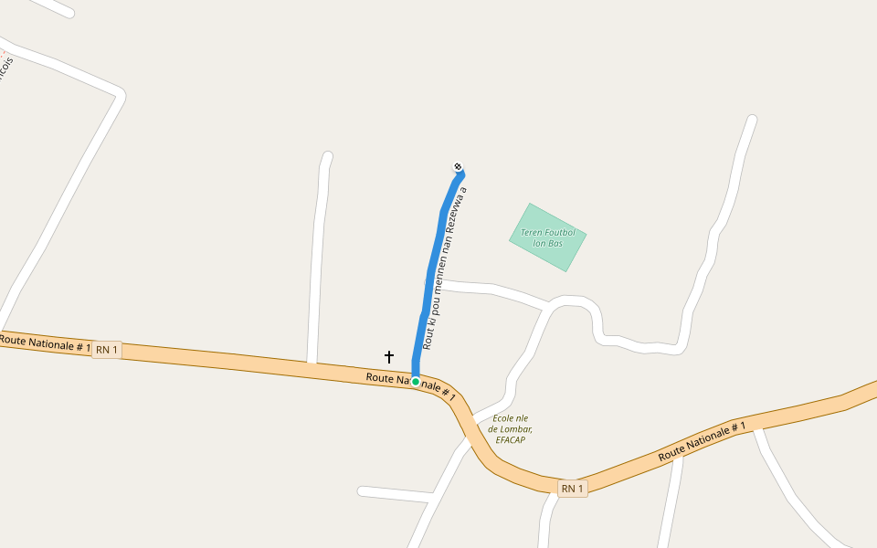 Rout ki pou mennen nan Rezevwa a walking route map in Lombard