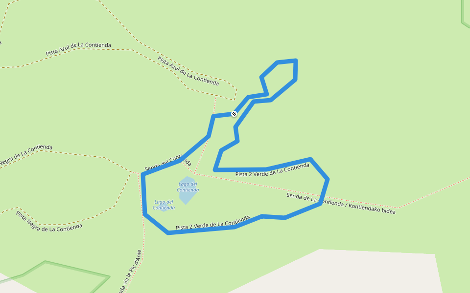 Pista 2 Verde de La Contienda walking route map in Arette