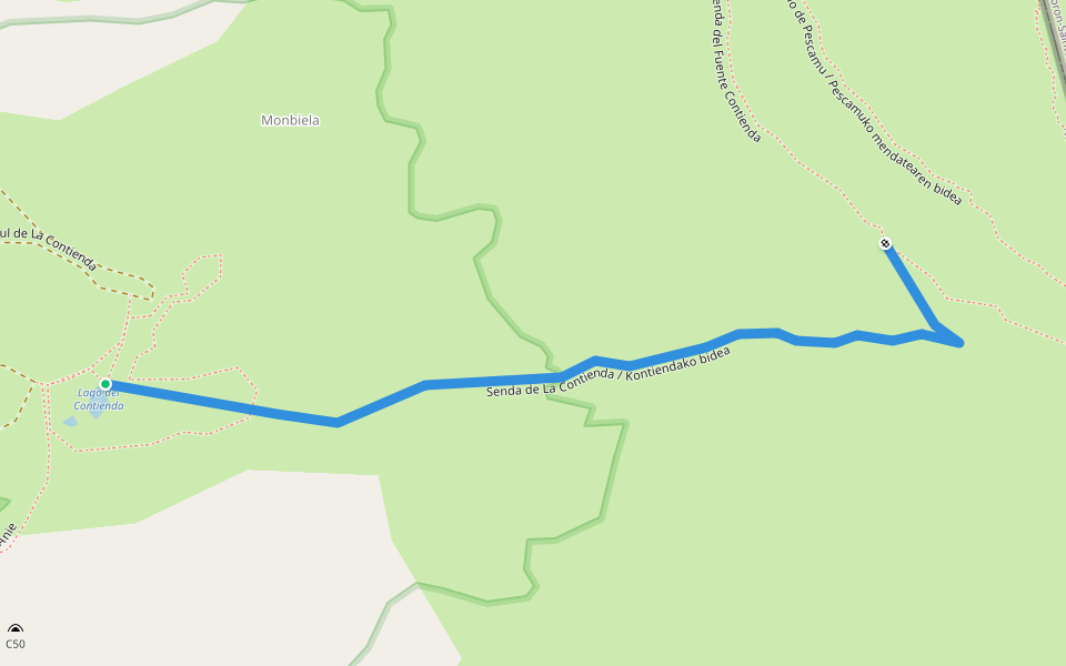 Senda de La Contienda / Kontiendako bidea walking route map in Arette