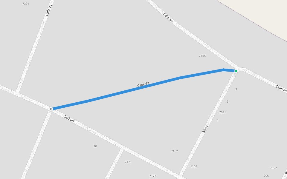 Calle 67 walking route map in Bella Vista