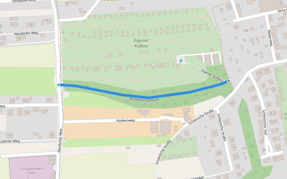 Michelson-Schlucht walking route map in Spremberg