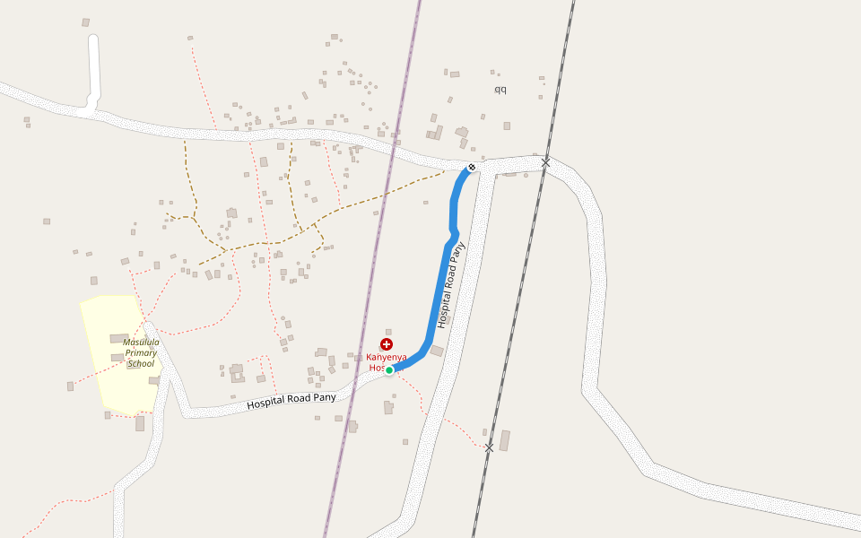 Hospital Road Pany walking route map in Wangale