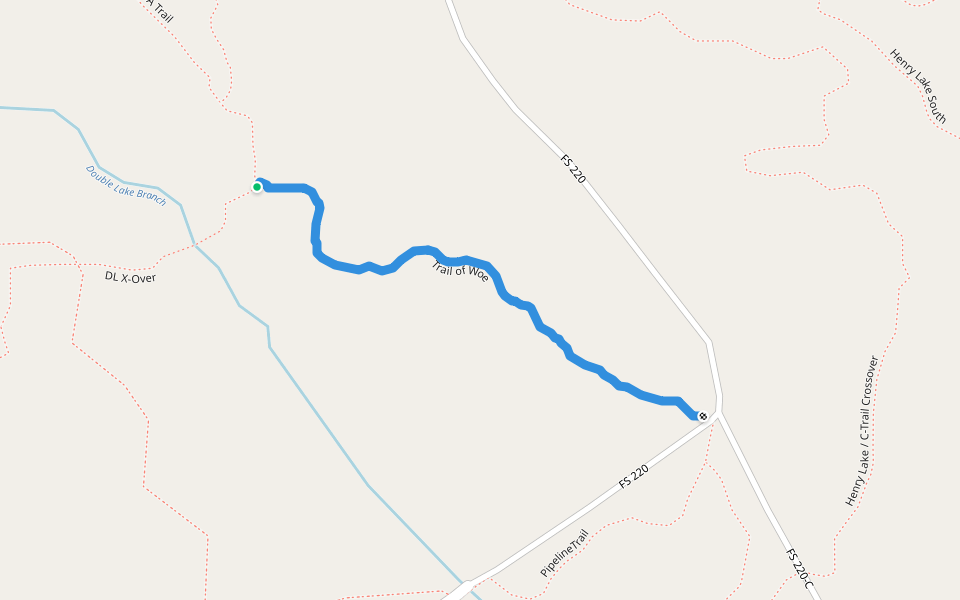 Trail of Woe walking route map in Coldspring