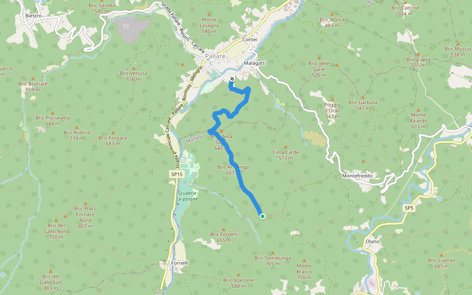 reg. Serri - Pallare walking route map in Montefreddo