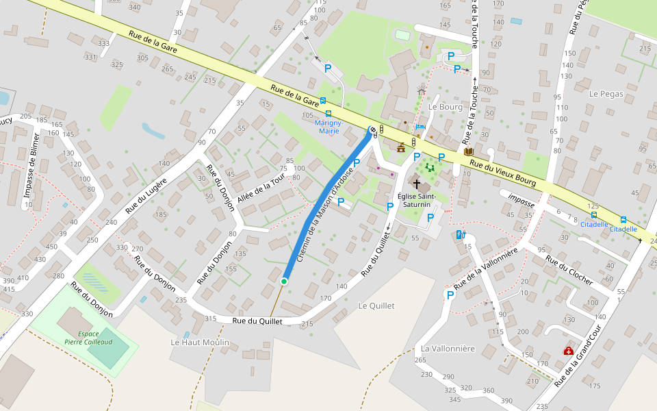 Chemin de la Maison d'Ardoise walking route map in Marigny-les-Usages