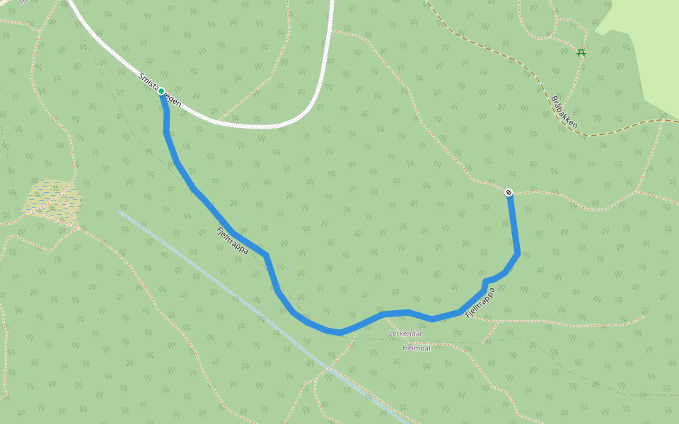 Fjelltrappa walking route map in Flatåsen