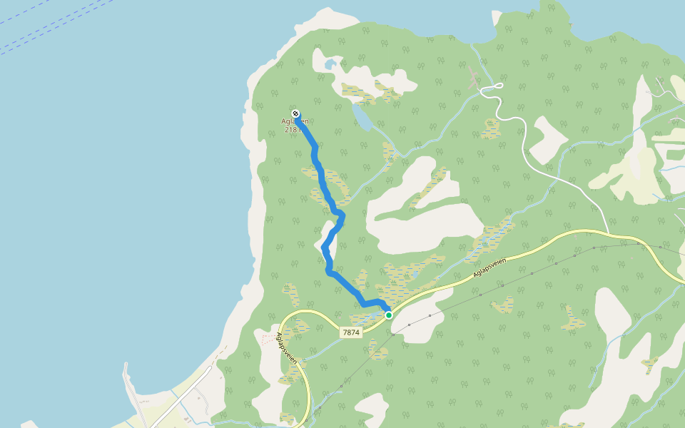 Track to Aglapen walking route map in Aglapsvik