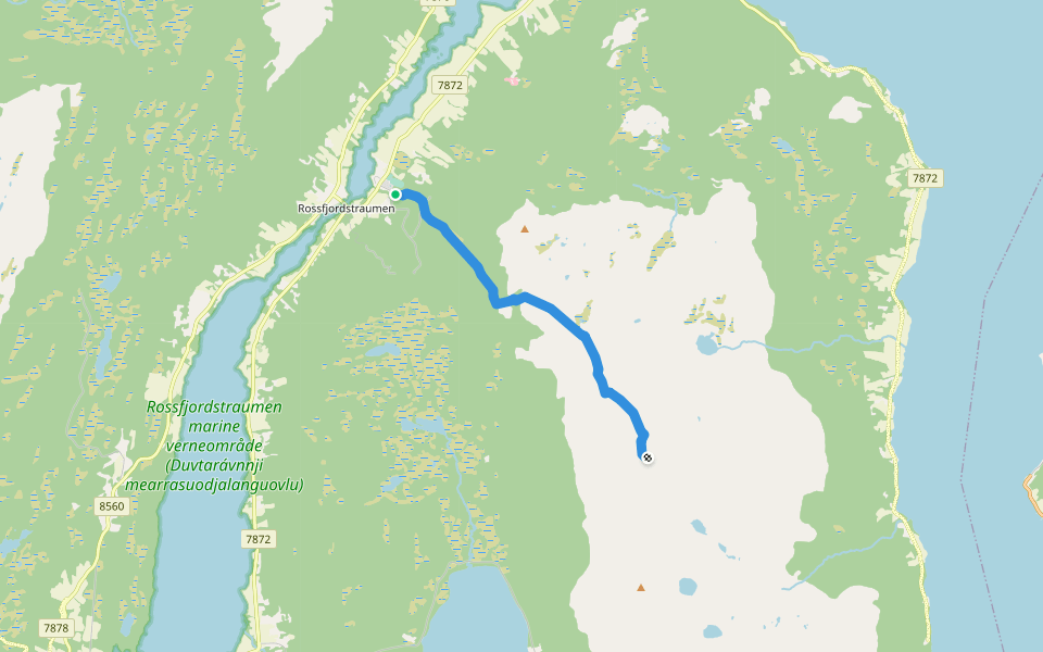 Track to Sultind walking route map in Rossfjordstraumen