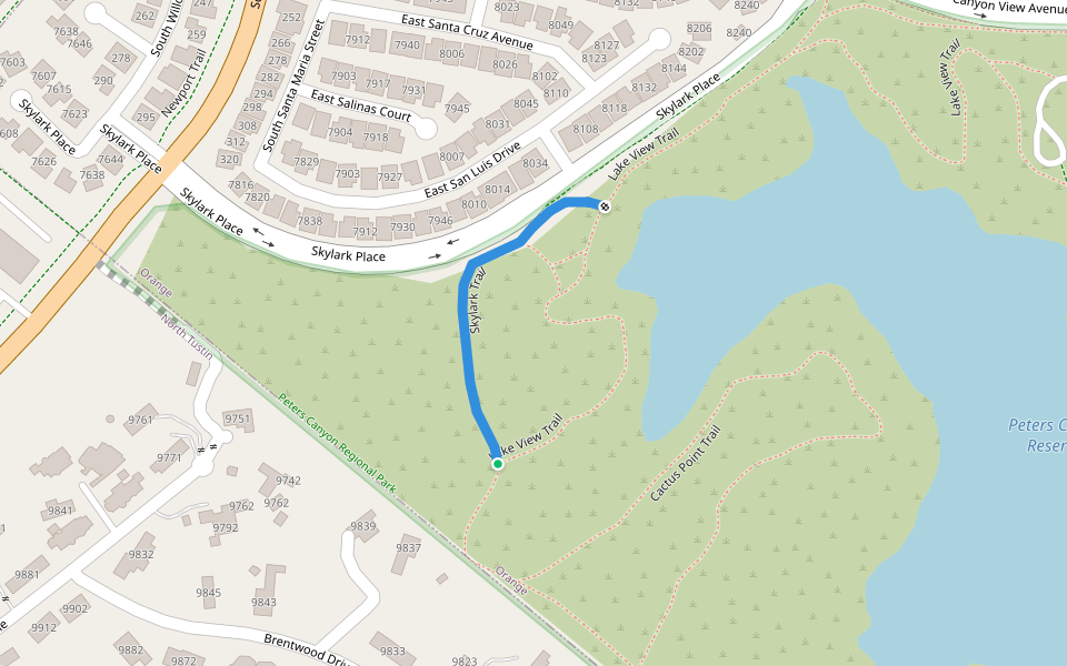 Skylark Trail walking route map in Santa Ana