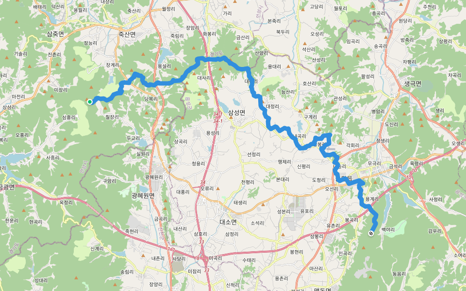 한남금북정맥 walking route map in Anseong-si