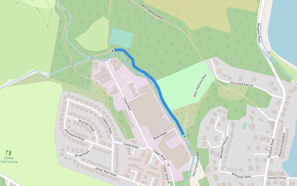 West Highland Way walking route map in Milngavie