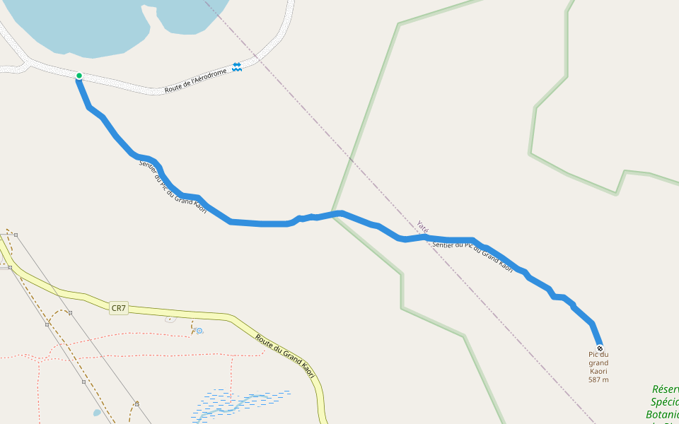 Sentier du Pic du Grand Kaori walking route map in Prony