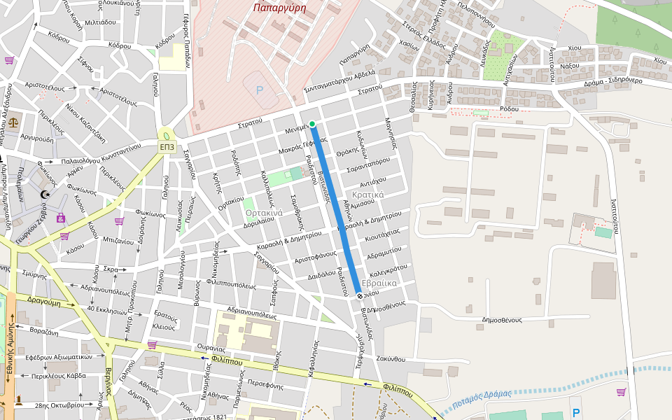 Βιστωνίδας walking route map in Drama