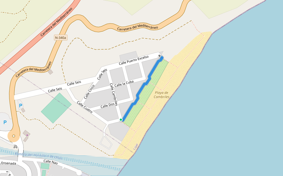 Calle Paseo Marítimo walking route map in Lújar