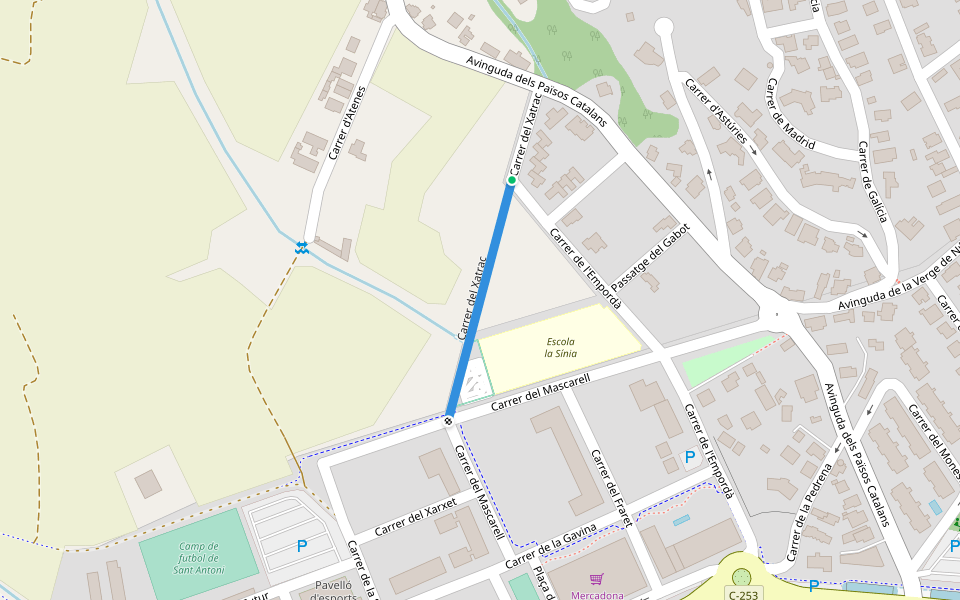 Carrer del Xatrac walking route map in Calonge