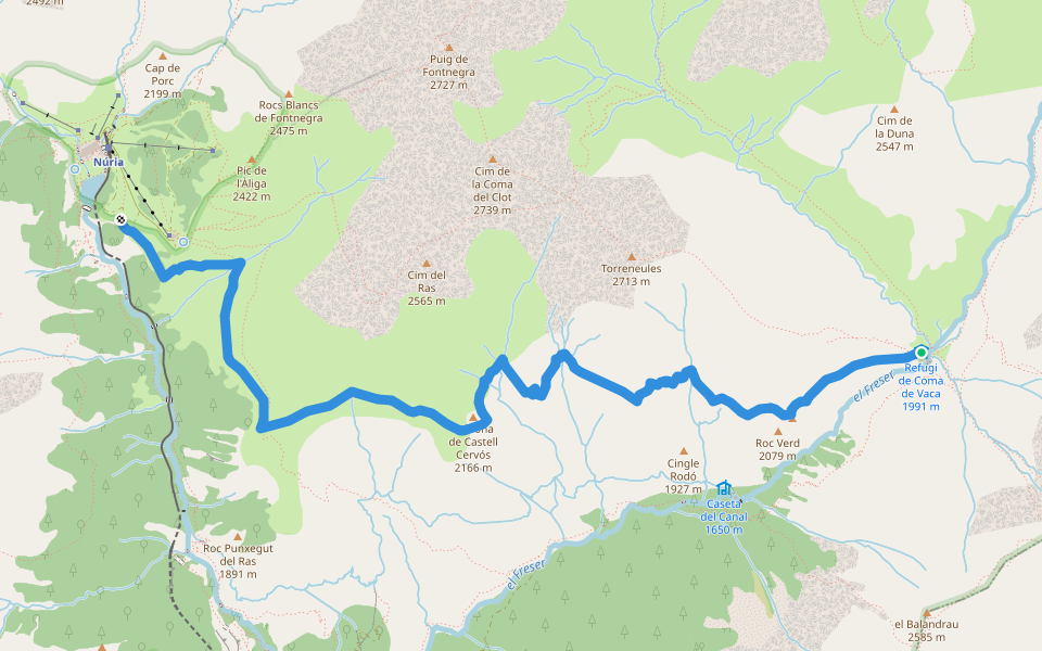 Camí dels Enginyers walking route map in Ribes de Freser