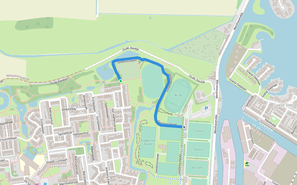 Geldeloozepad walking route map in Goes