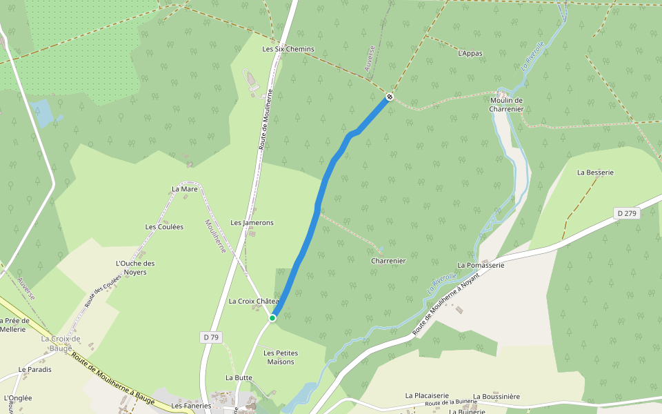 Chemin du Château d'Eau walking route map in Mouliherne