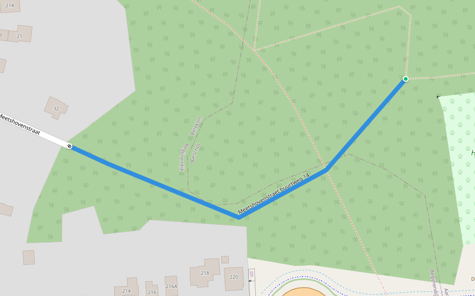 Meetshovenstraet buurtweg 14 walking route map in Begijnendijk