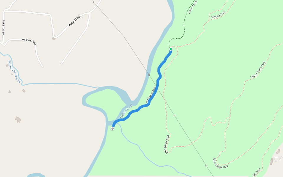 Southend Trail walking route map in Wildwood