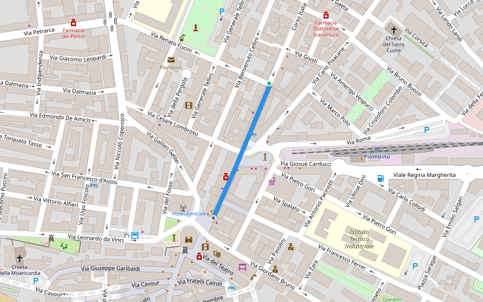 Corso Italia walking route map in Piombino