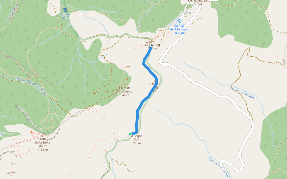 Camí ral de Lleida a Reus walking route map in Cornudella de Montsant