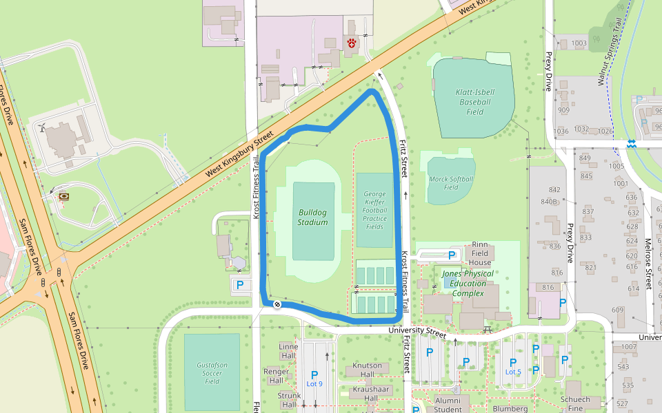 Krost Fitness Trail walking route map in Seguin
