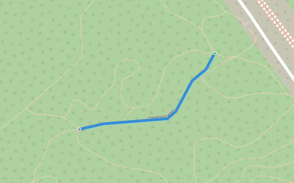 Häggbladsbacken walking route map in Umeå